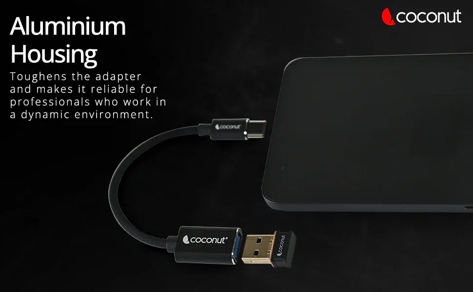 Coconut OT06 USB to Type C OTG Adapter, Aluminium Body overview 3