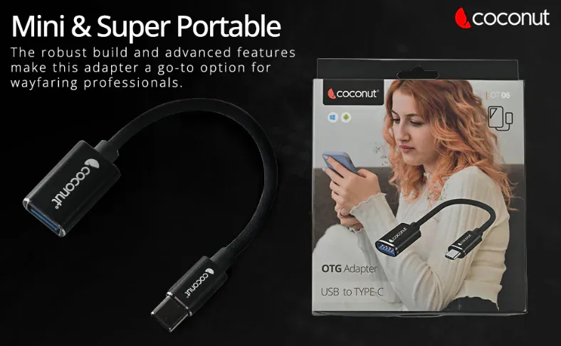 Coconut OT06 USB to Type C OTG Adapter, Aluminium Body overview 4