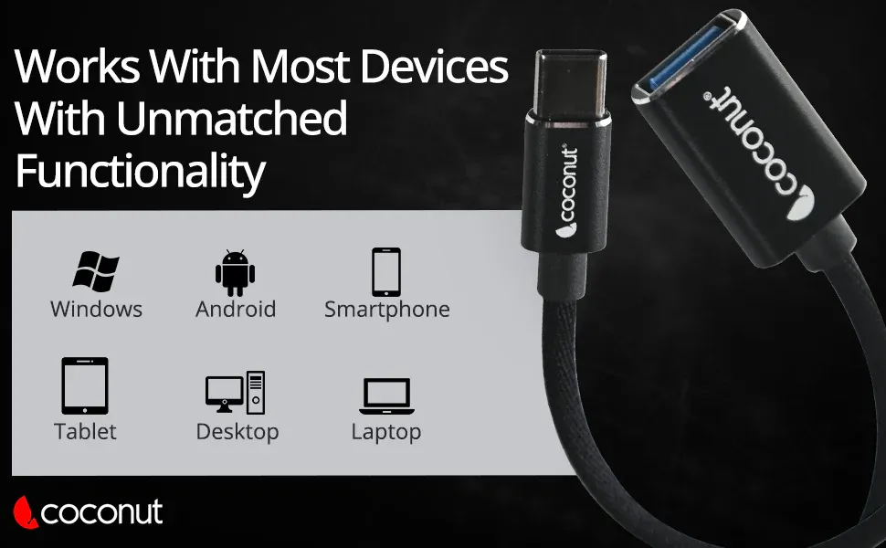 Coconut OT06 USB to Type C OTG Adapter, Aluminium Body overview 5