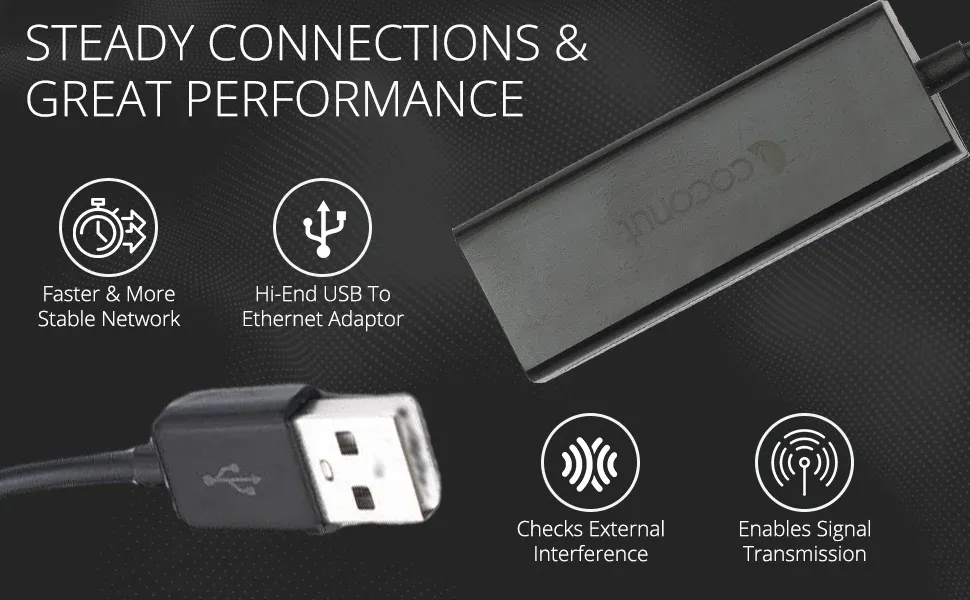 Coconut UL02 USB Hub + LAN ethernet adapter, 3x USB 2.0 Ports overview 5