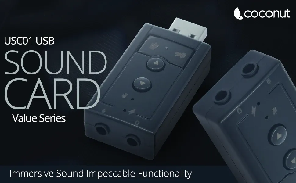 Coconut USC01 7.1 USB External Sound Card External Sound Card with 7.1 Audio Transmission, Compact and Travel Friendly, Audio Adapter with Mic overview 1