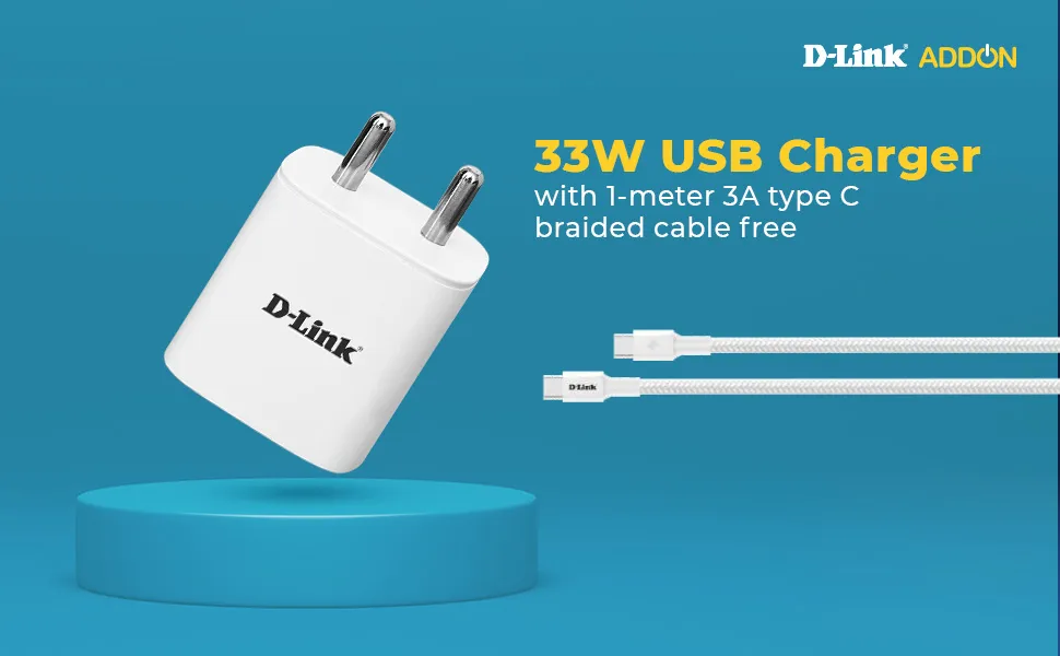 D-Link DPA-F3311 33W Dual Port Type-C & Usb-A Fast Charger (White) overview 1