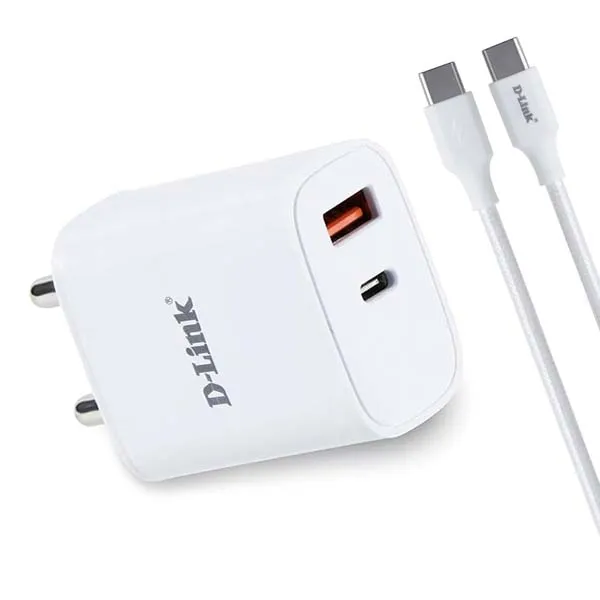 D-Link DPA-F3311 33W Dual Port Type-C & Usb-A Fast Charger (White)