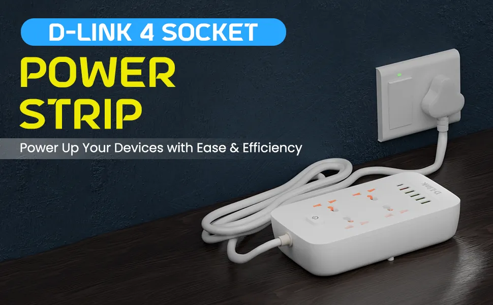 D-Link DPA-F451 Power Strip with 4AC, 5USB and 1C Port (White) overview 1