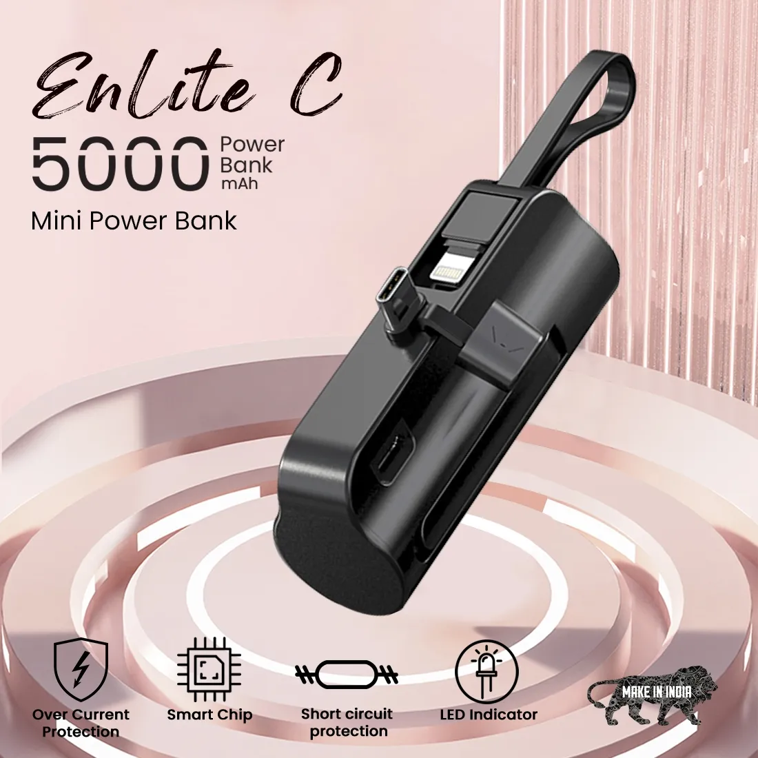EVM ENLITE C 5000MAH Power Bank, White overview 1