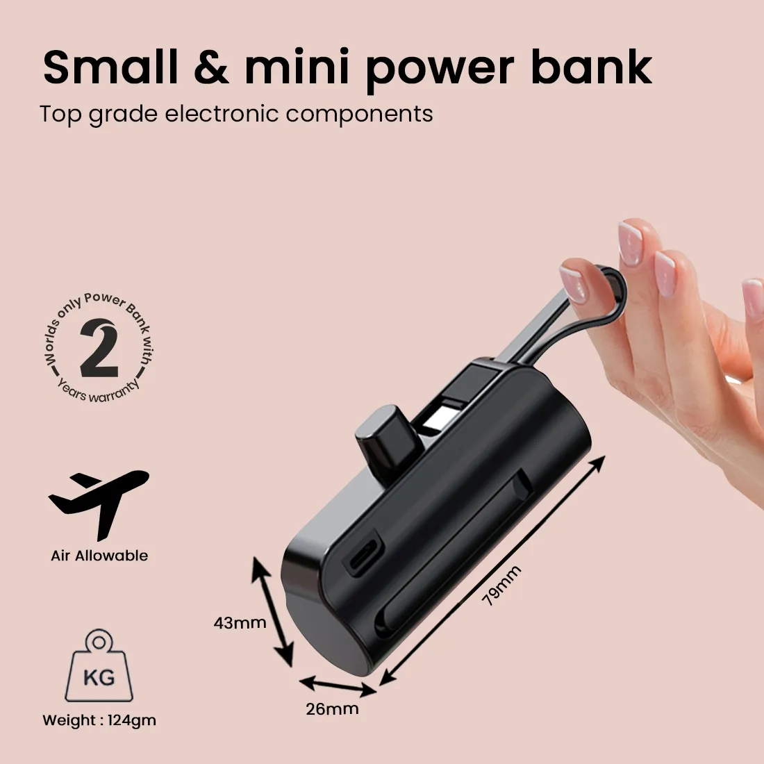 EVM ENLITE L 5000MAH Power Bank, Black overview 4