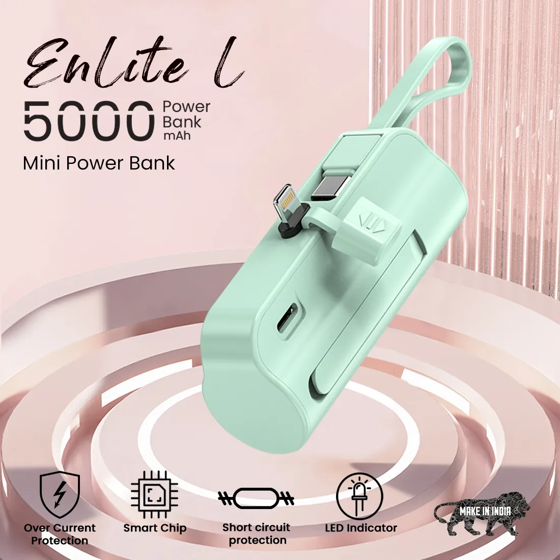 EVM ENLITE L 5000MAH Power Bank, Green overview 1