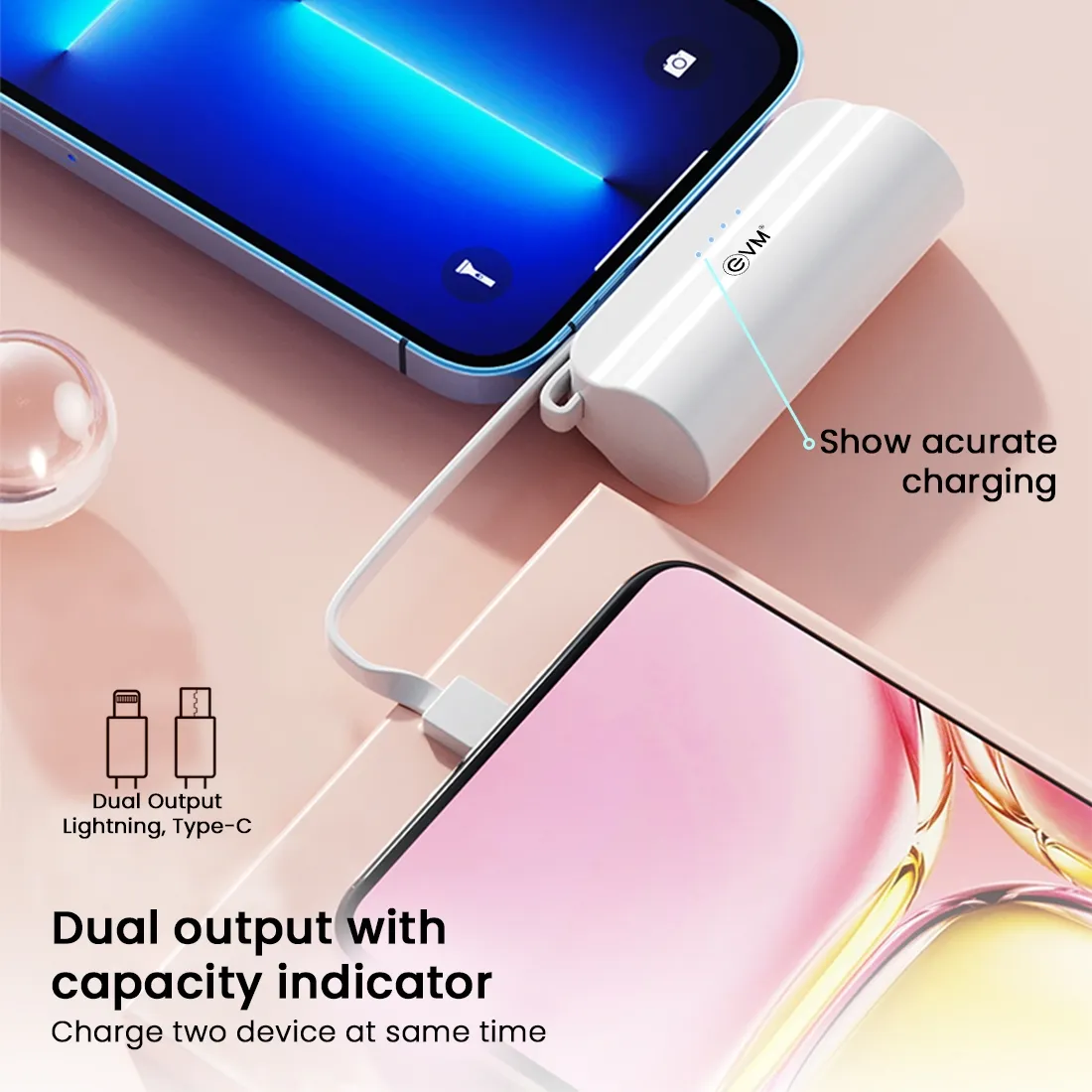 EVM ENLITE L 5000MAH Power Bank, White overview 3