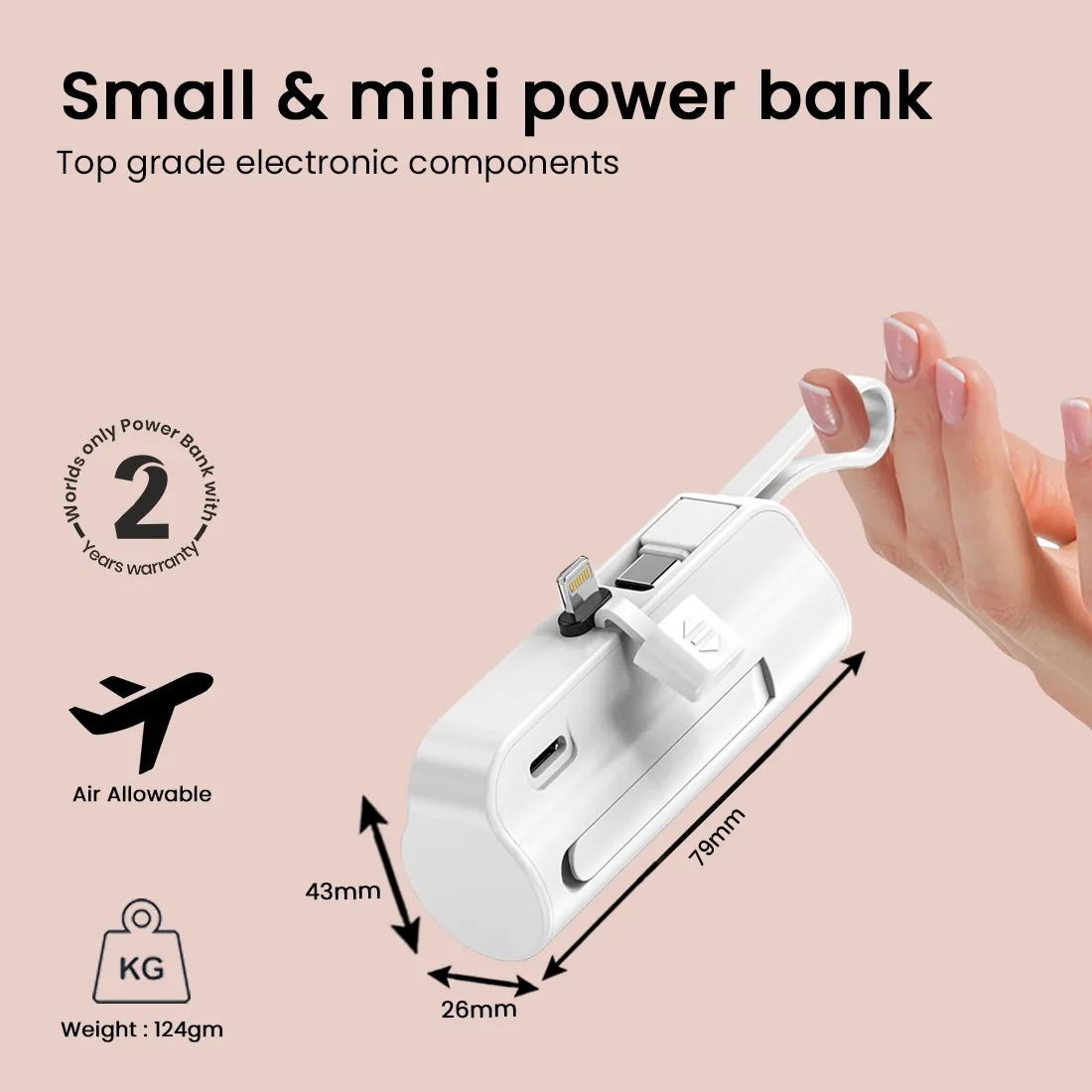 EVM ENLITE L 5000MAH Power Bank, White overview 4