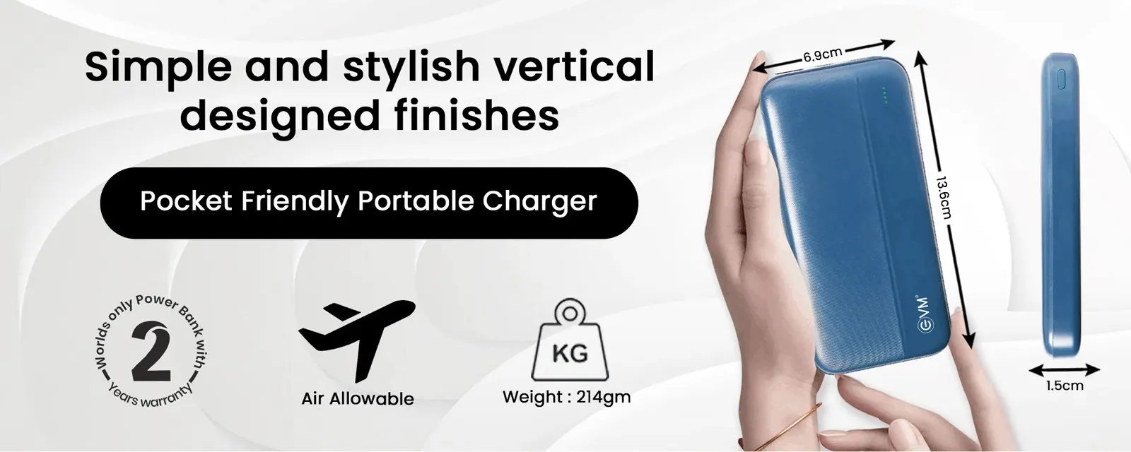 EVM EnBolt 10000 mAh Power Bank with 22.5W QC+PD, Type-C Charging, Dual Output & Dual Input overview 4