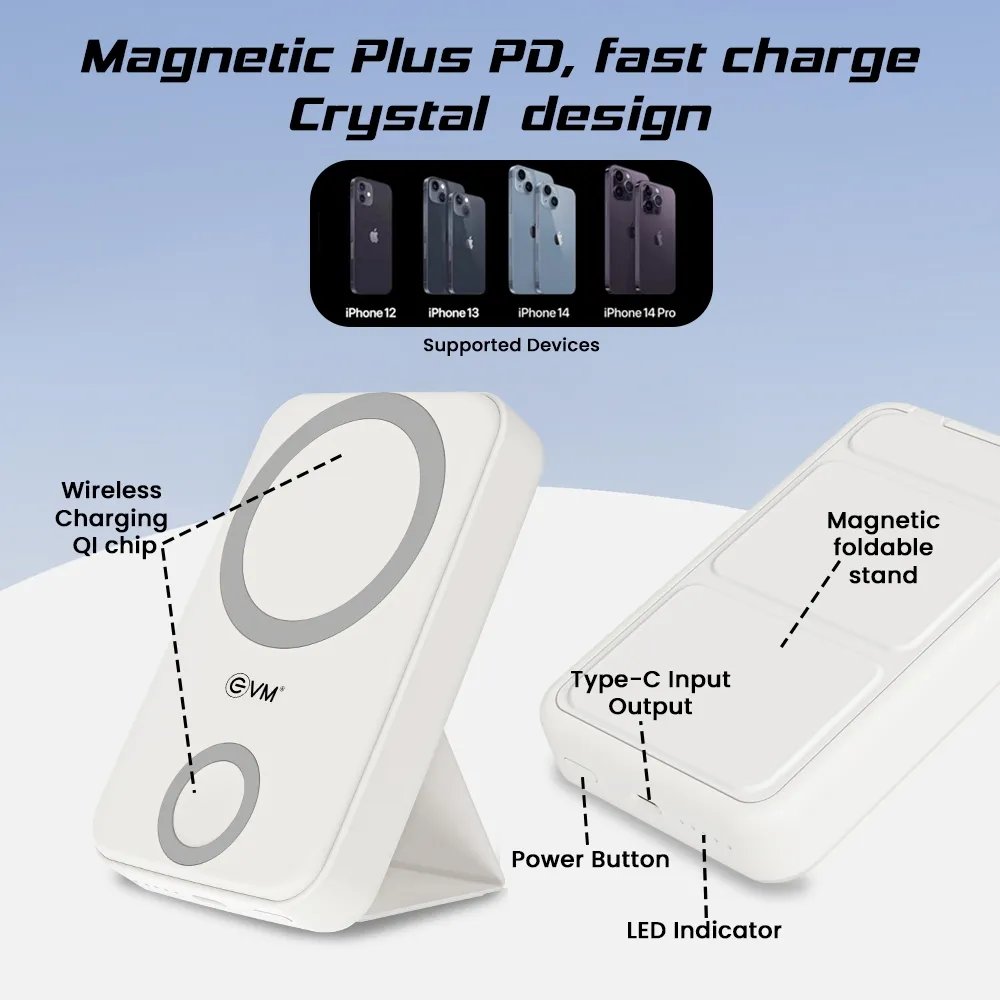 EVM EnMag Pro 10000MAH Power Bank, White overview 2