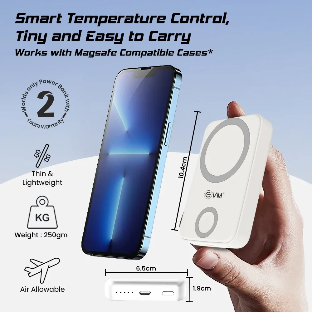 EVM EnMag Pro 10000MAH Power Bank, White overview 5