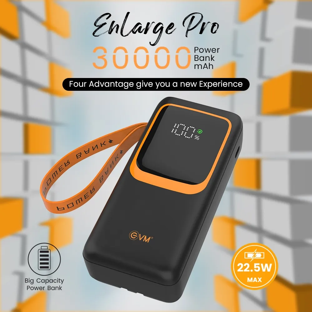 EVM Enlarge Pro 30000MAH Power Bank, Black overview 1