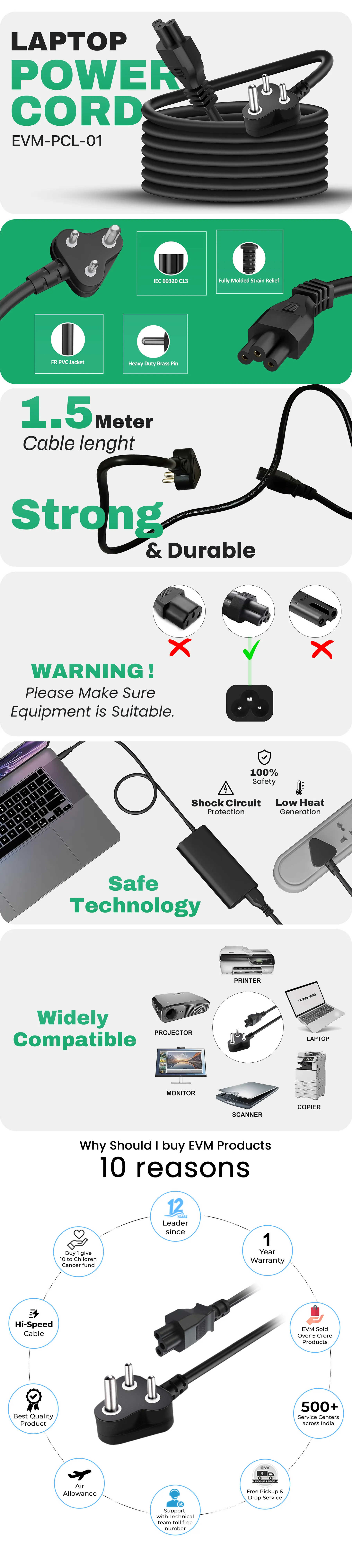 EVM Laptop Power Cord EVM-PCL-01 overview 1