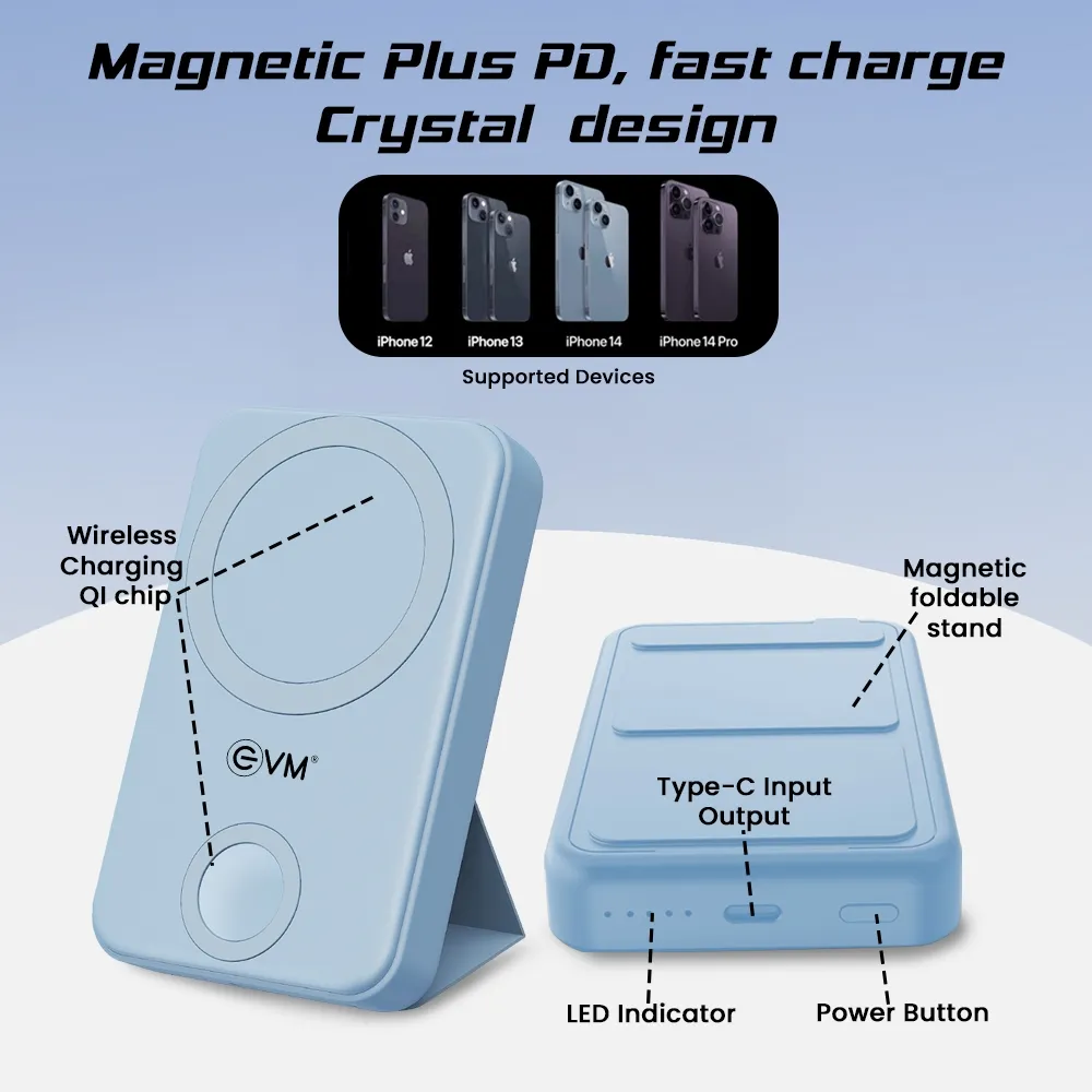 Evm EnMag Pro 10000mAh Power Bank, Blue overview 2
