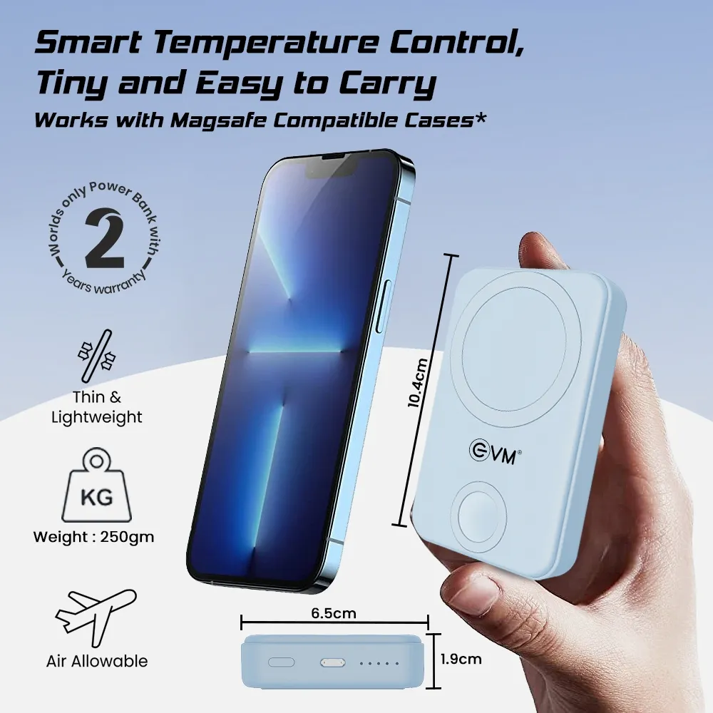 Evm EnMag Pro 10000mAh Power Bank, Blue overview 5