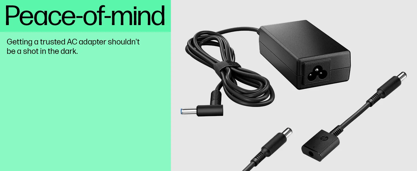HP 65W 4.5mm Smart Adapter, 65W, AC Adapter (6H459AA) overview 4