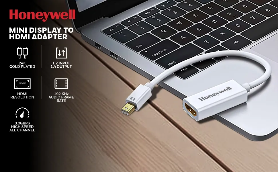 Honeywell Mini Display Port to HDMI Adapter, White overview 1