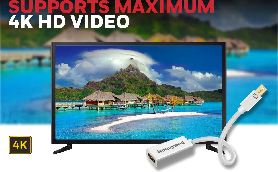 Honeywell Mini Display Port to HDMI Adapter, White overview 2