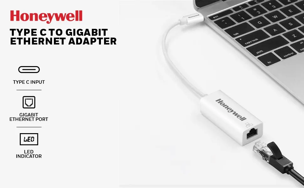 Honeywell Type C To Gigabit Ethernet Adapter (White) overview 1