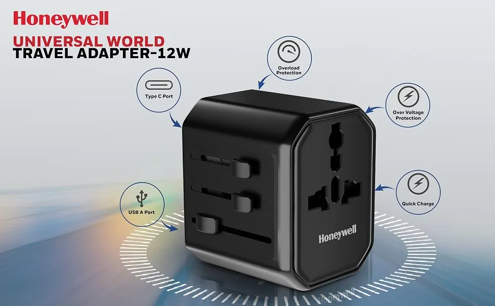 Honeywell Universal 12W Travel Adapter (Black) overview 1