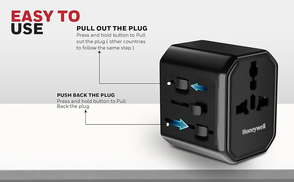 Honeywell Universal 12W Travel Adapter (Black) overview 2