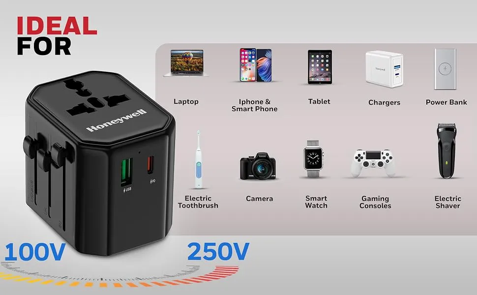 Honeywell Universal 38W Travel Adapter (Black) overview 5