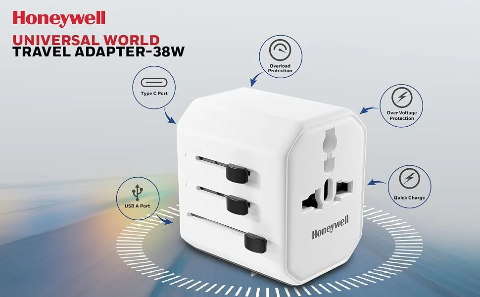 Honeywell Universal 38W Travel Adapter (White) overview 1