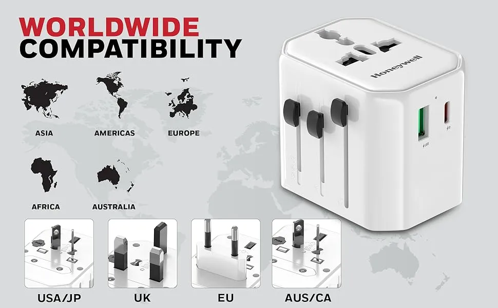 Honeywell Universal 38W Travel Adapter (White) overview 4