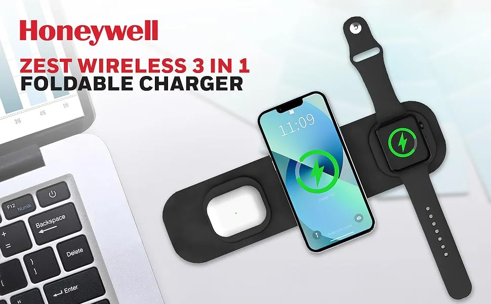 Honeywell Zest Wireless 3-in-1 Foldable 23W Wireless Charger overview 1