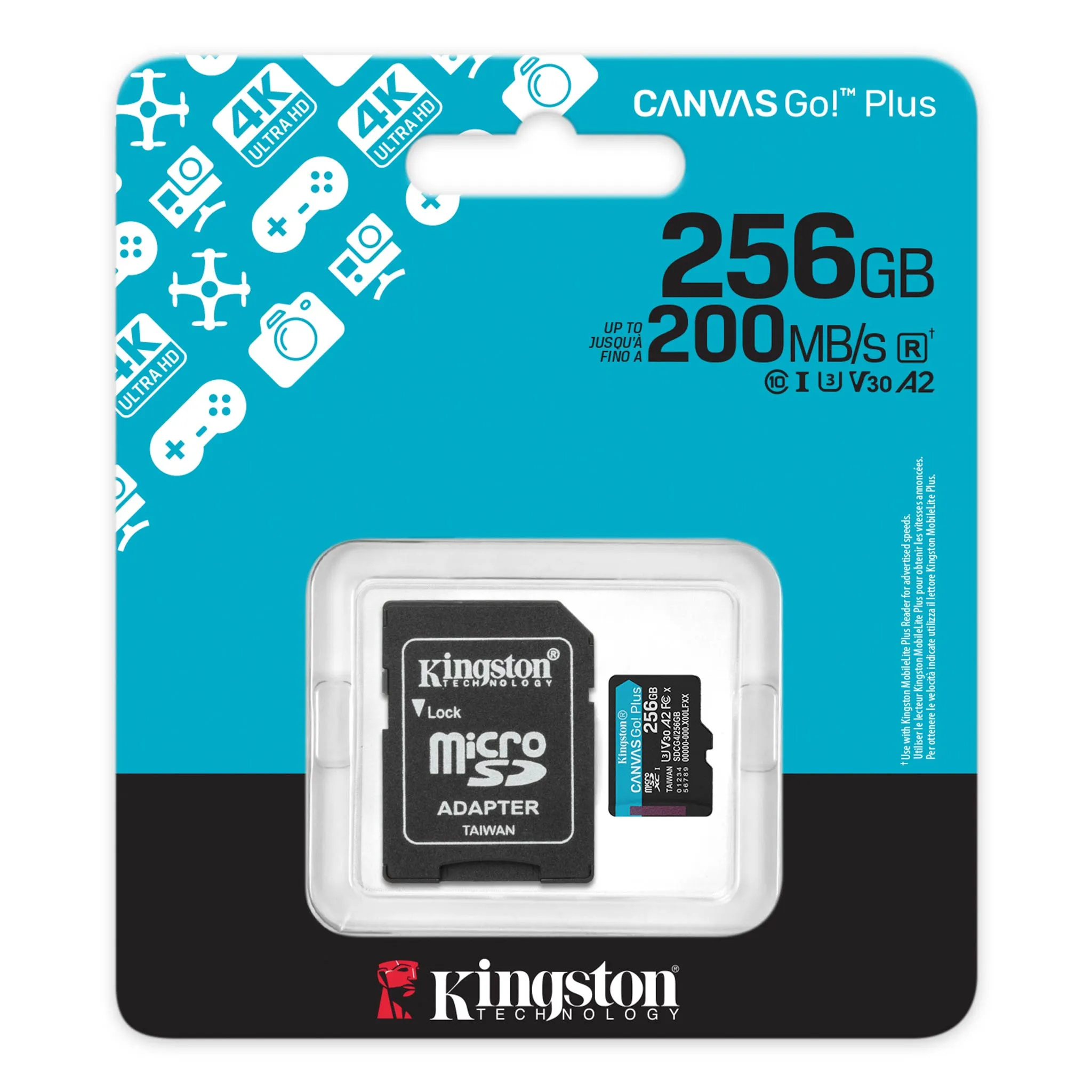Kingston Canvas Go Plus microSD Memory Card 256GB with Adapter overview 1