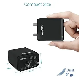 Portronics Adapto One 18W 3A Mach USB Charging Adapter (Black) overview 2