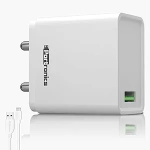 Portronics Adapto One 18W 3A Mach USB Charging Adapter (White) overview 1
