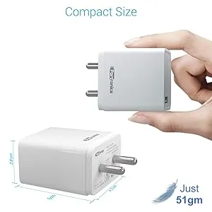Portronics Adapto One 18W 3A Mach USB Charging Adapter (White) overview 2