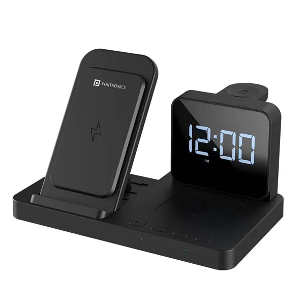 Portronics Bella 15 W 3 in 1 Wireless Charger for iPhone (Black)