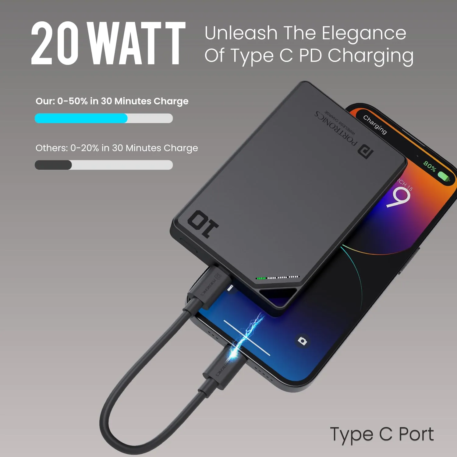 Portronics Boosty 10K 10000mAh 15W Wireless Magnetic Fast Charging Nano Powerbank overview 1