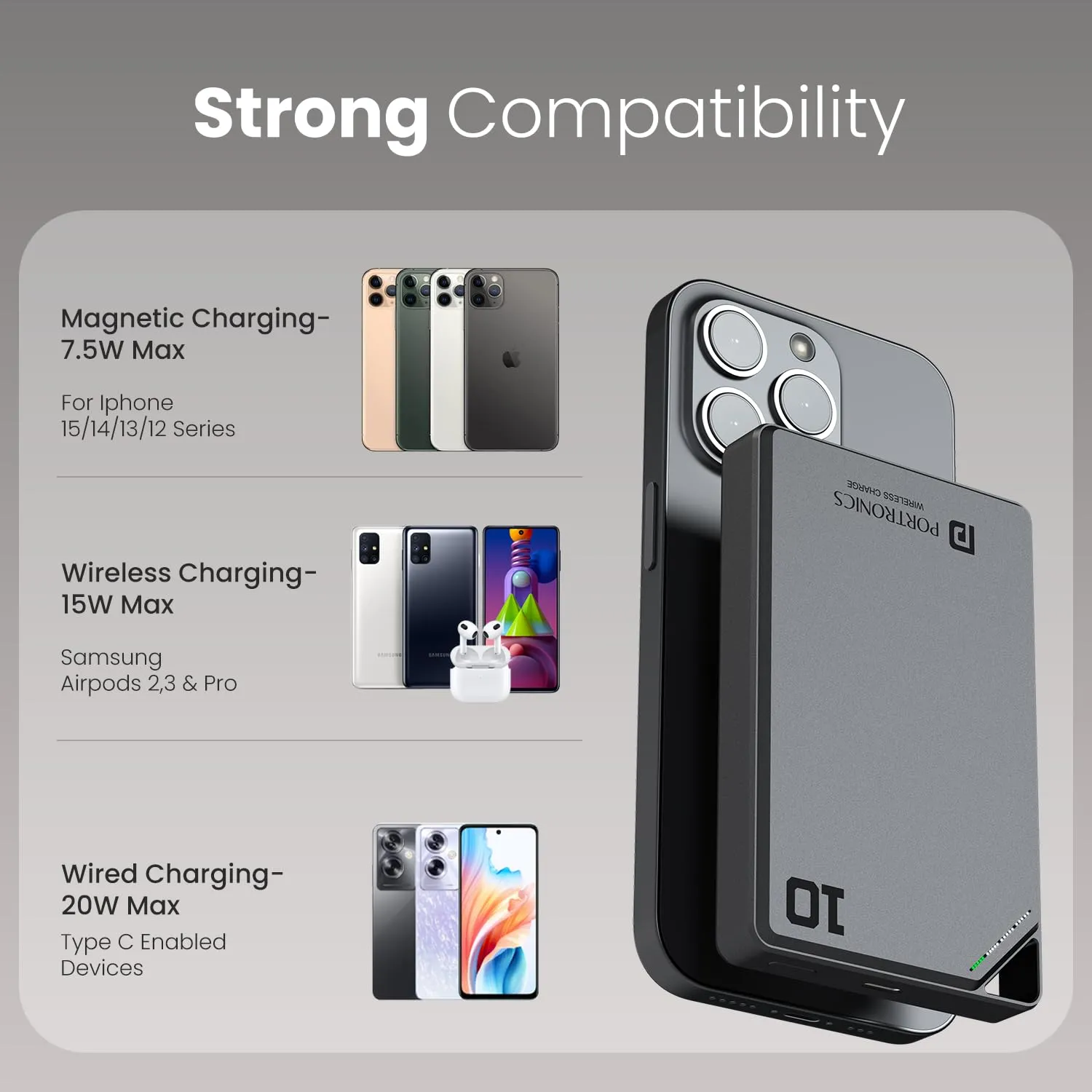 Portronics Boosty 10K 10000mAh 15W Wireless Magnetic Fast Charging Nano Powerbank overview 5