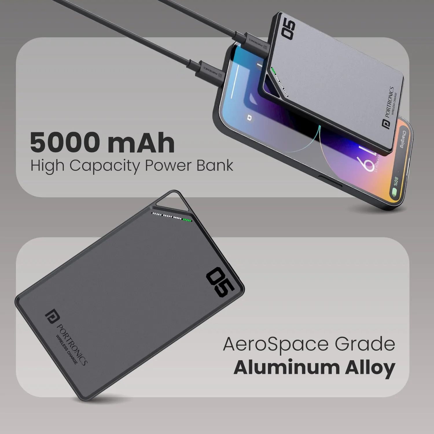 Portronics Boosty 5k 5000mAh 15W Wireless Magnetic Fast Charging Nano Powerbank overview 2