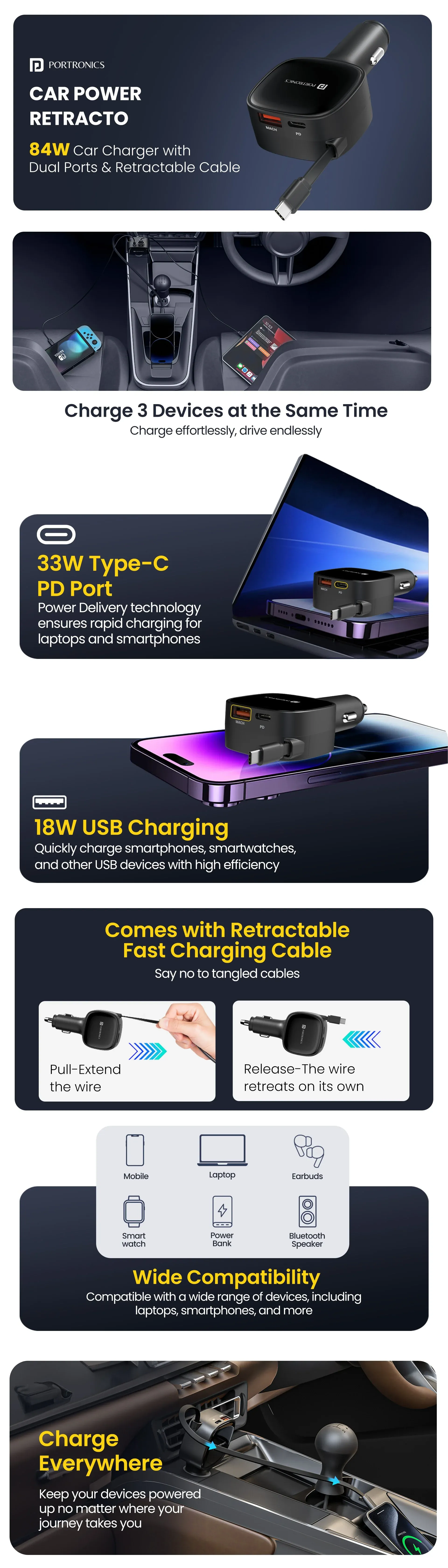 Portronics Car Power Retracto overview 1