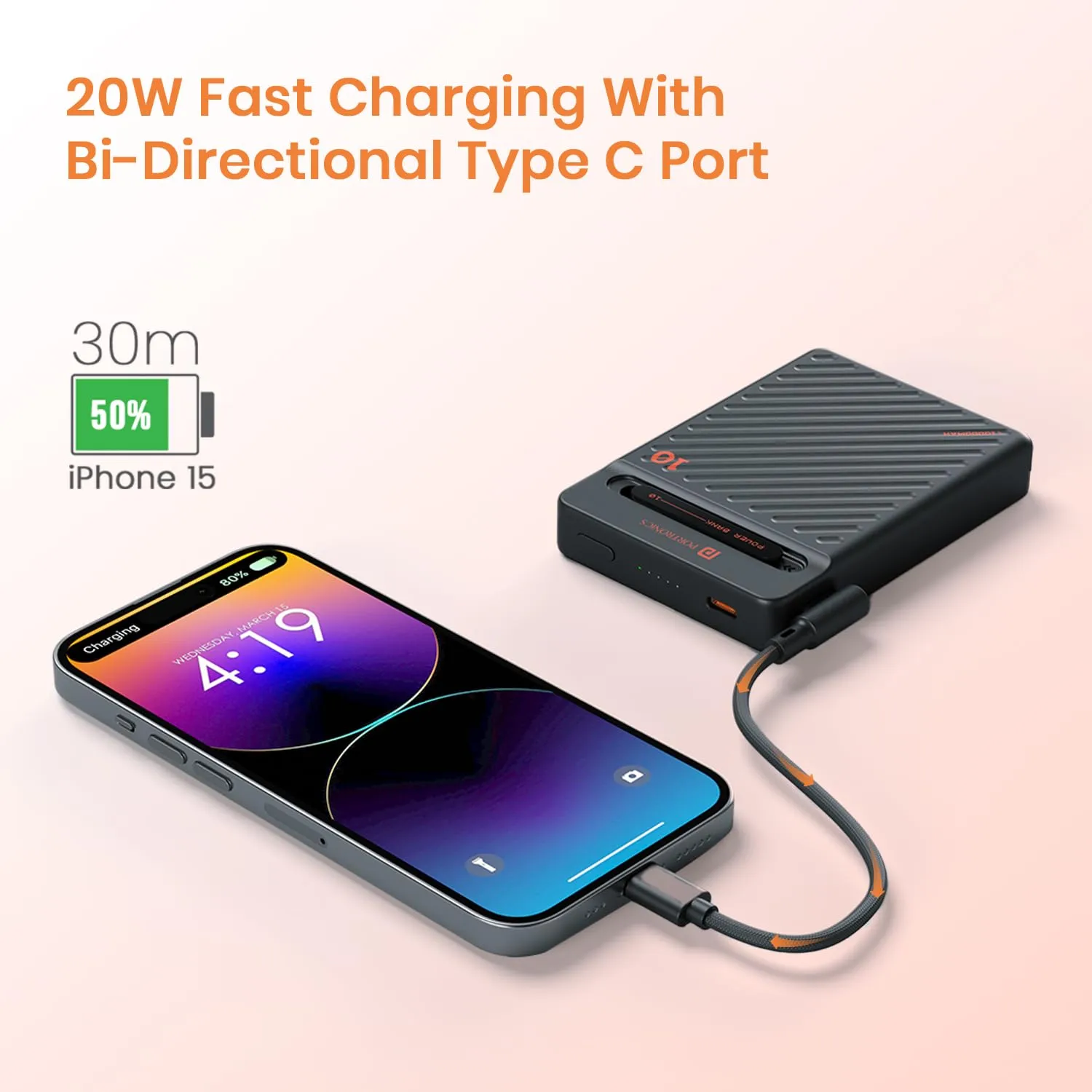 Portronics Chyro 10000mAh 15W Magnetic Wireless Fast Charging Powerbank (Black) overview 4