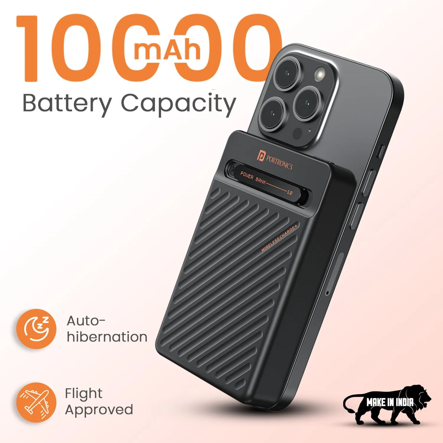 Portronics Chyro 10000mAh 15W Magnetic Wireless Fast Charging Powerbank (Black) overview 5