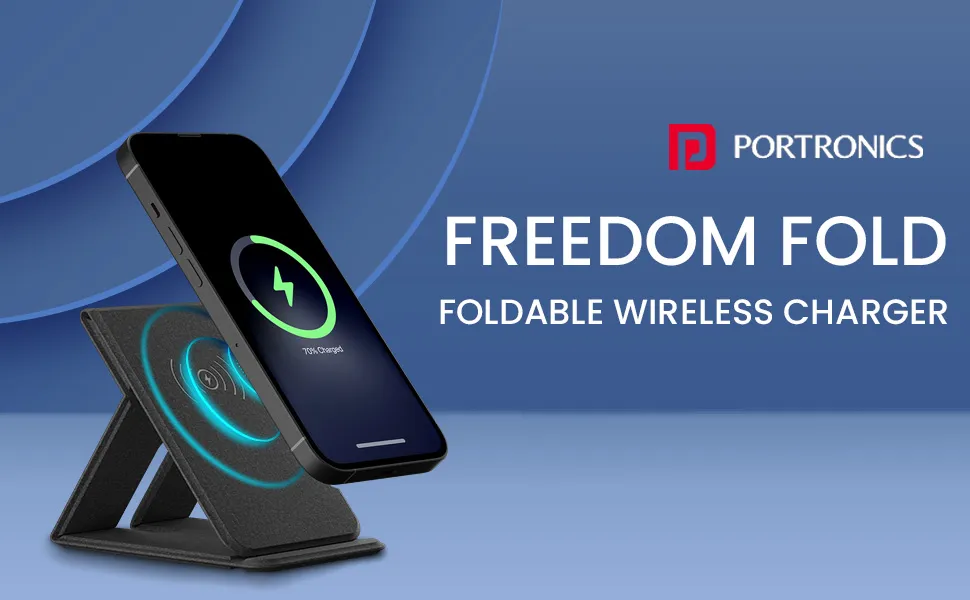Portronics Freedom Fold 15W Foldable Wireless Charger (Grey) overview 1