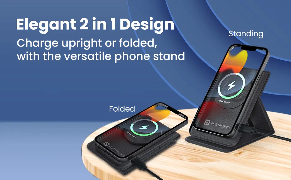 Portronics Freedom Fold 15W Foldable Wireless Charger (Grey) overview 4