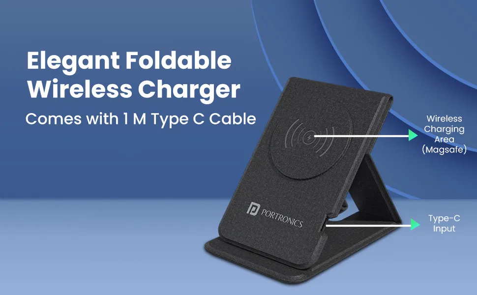 Portronics Freedom Fold 15W Foldable Wireless Charger (Grey) overview 5