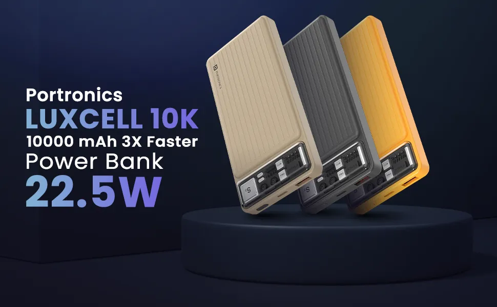 Portronics Luxcell 10K 10000 mAh Designer Power Bank (Ivory White) overview 1