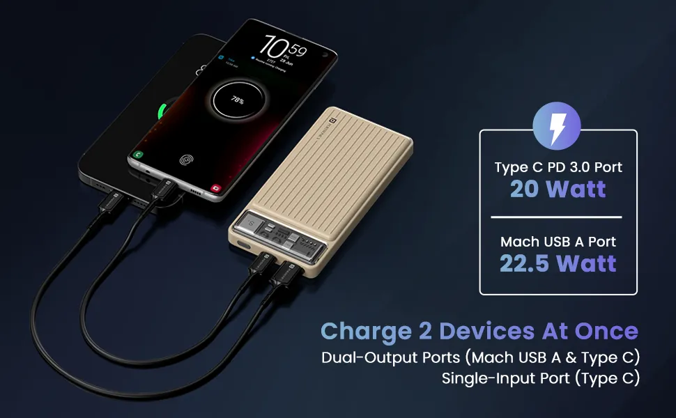 Portronics Luxcell 10K 10000 mAh Designer Power Bank (Ivory White) overview 2