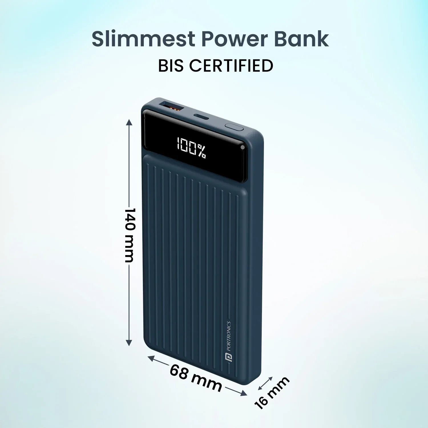 Portronics Luxcell B 10K 10000 mAh 22.5W Fast Charging Power Bank (Blue) overview 2