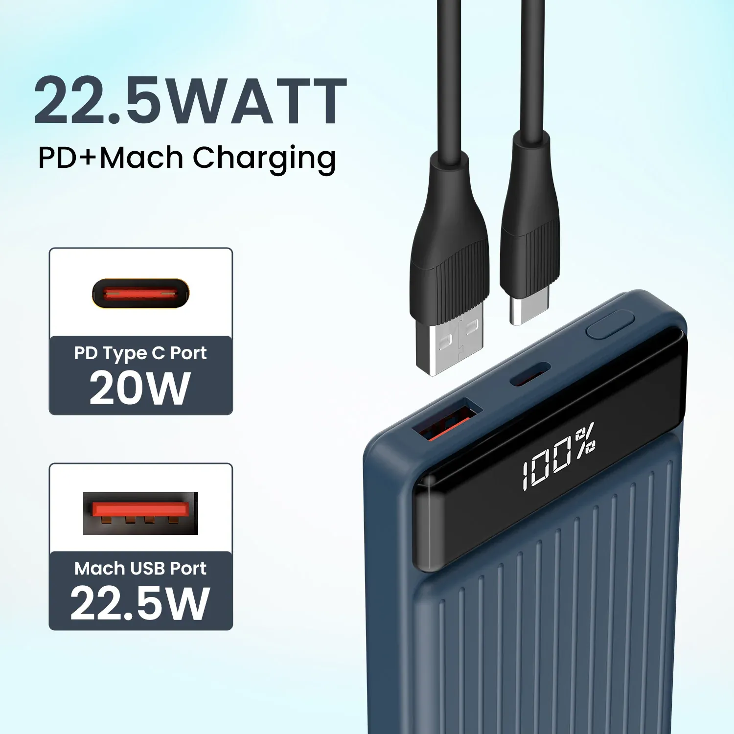 Portronics Luxcell B 10K 10000 mAh 22.5W Fast Charging Power Bank (Blue) overview 4