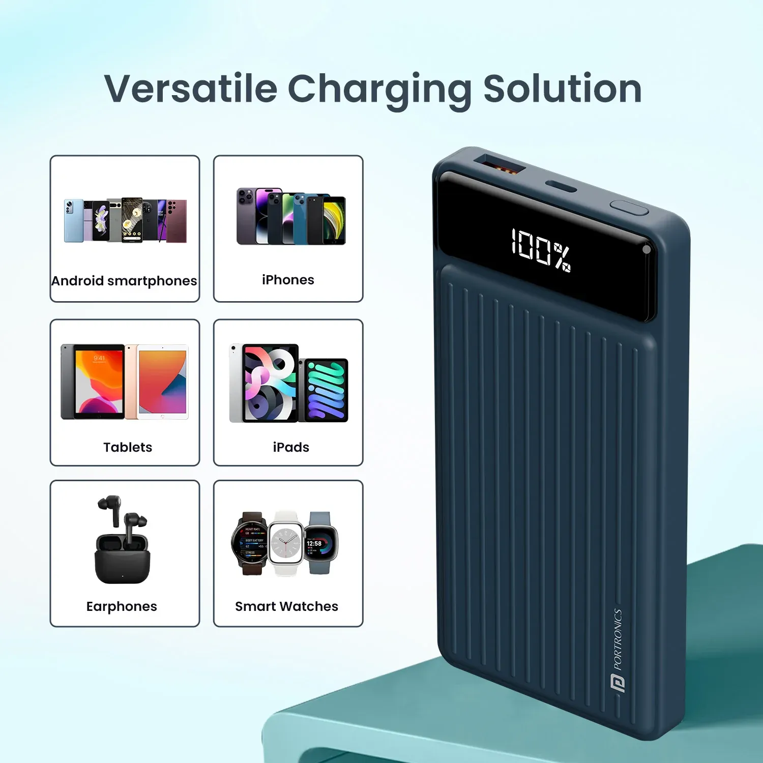 Portronics Luxcell B 10K 10000 mAh 22.5W Fast Charging Power Bank (Blue) overview 5