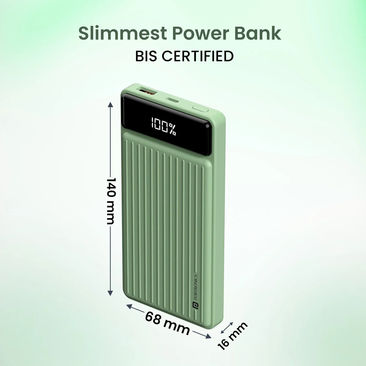 Portronics Luxcell B 10K 10000 mAh 22.5W Fast Charging Power Bank (Green) overview 2